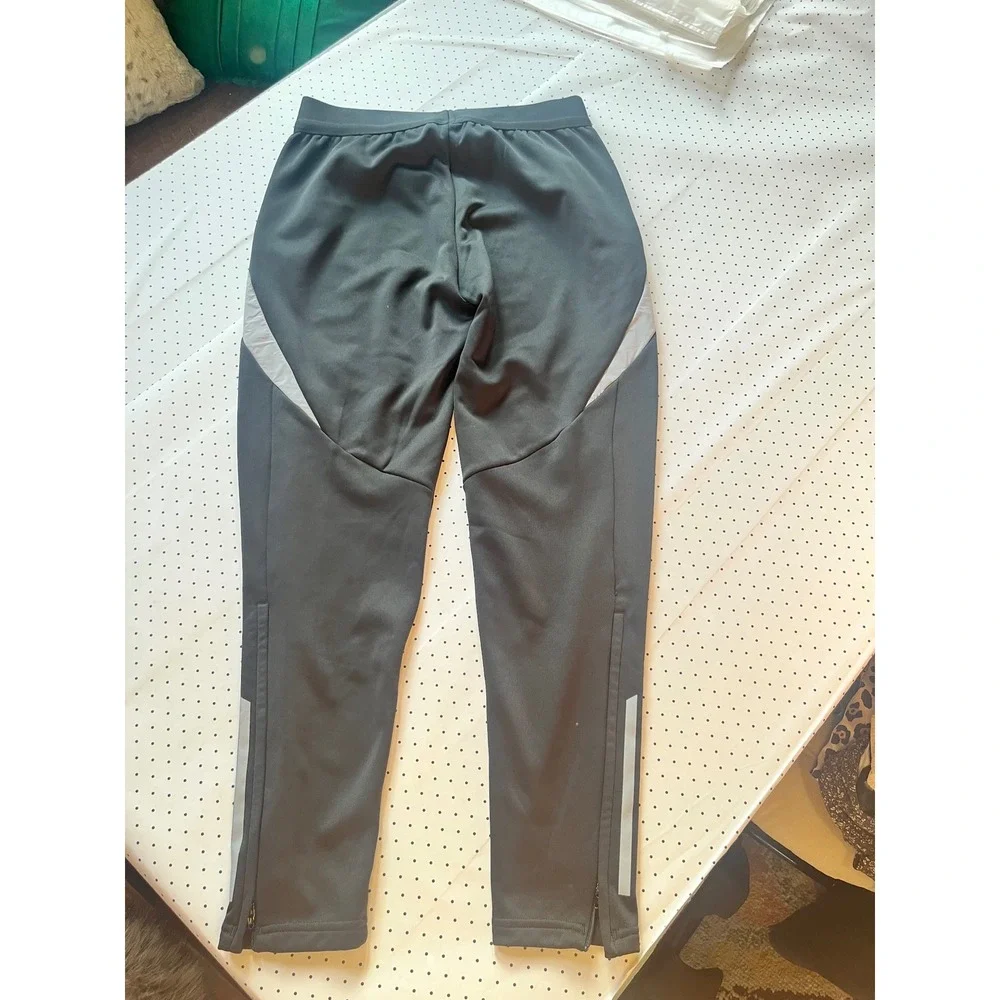 Adidas Mens Black Grey Tapered Ankle Zip Athletic Track Pants Joggers Size M